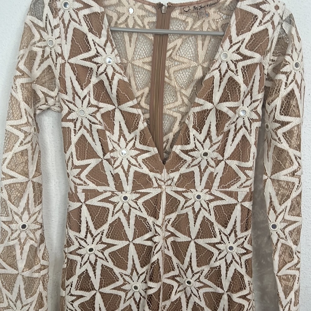 SOLD For Love & Lemons Metz Midi Dress in Latte - Picture 3 of 6